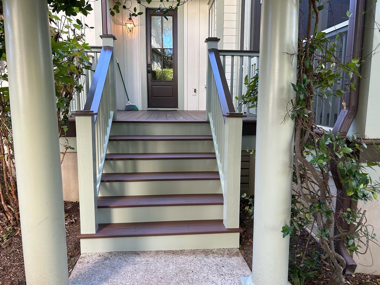 Exterior entry steps beside a doorway